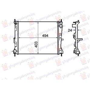HLADNJAK MOTORA 1.5 DIZEL (-AC) (49.4x415x2.3) UK (NRF) RENAULT MODUS 2008-2013 (F/JP0) (OEM: 21410-AY600, 21410AY600, 8200138738)