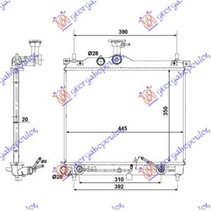 HLADNJAK 1.1i 12V - 1.1CRDi (44.5X35)AUTO HYUNDAI i10 (2007-2010) (OEM: 25310-0X010, 25310-0X050, 25310-0X070)