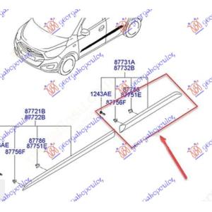 LAJSNA ZADNJIH VRATA (O) Leva str. HYUNDAI i10 (2007-2010) (OEM: 877310000, 877310?000)