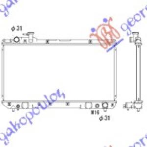 HLADNJAK MOTORA 2.0 BENZIN (+/-AC) (350x6.8) BEZ GORNJIH NOSACA (VALEO) TOYOTA RAV 4 1995-1998 (XA10) (OEM: 16400-7A110, 164007A110)
