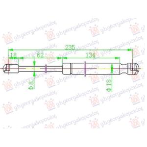AMORTIZER GEPEK VRATA (COUPE/CABRIO) (FIKSNI KROV) (247L-185N) MAZDA MIATA MX5 (2005-2009) (OEM: NE5256930)