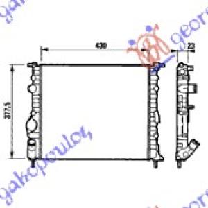 HLADNJAK MOTORA (43x38)SA SENZ.BEZ VENTI.NA SRA RENAULT KANGOO (1998-2003) (OEM: 7700314382)