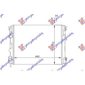 HLADNJAK MOTORA BENZIN/DIZEL (48x41) BEZ PUMPE (NISSENS) RENAULT KANGOO 2003-2008 (KC0/KC1) (OEM: 2140000QAX, 7700428082)