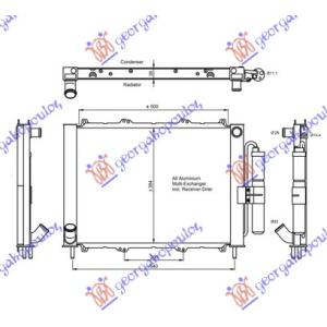 HLADNJAK MOT/KLIME (INTEGRIS.) (51x38x3.8) RENAULT KANGOO (2003-2008) (OEM: 8200732379)