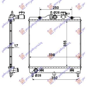 HLADNJAK MOTORA 1.0i - 1.1i 12V +/ - A/C (35.5x39.8 KIA PICANTO (2004-2008) (OEM: 25310-07000, 2531007000)