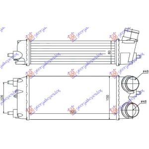 HLADNJAK INTERKULERA 1.4 - 1.6TDCi (300x150x80) FORD FIESTA (2008-2013) (OEM: 1696574, 1722903)