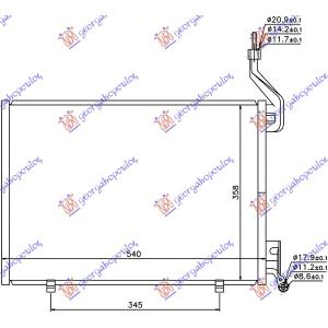 HLADNJAK KLIME 1.6 DIZEL (500x350x16) FORD FIESTA (2008-2013) (OEM: 1513110, 1521950, 1526276)