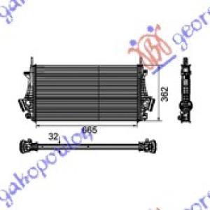 HLADNJAK INTERKULERA 1.6 - 2.0TURBO - 2.0CDTi (66.5x36.2x OPEL INSIGNIA (2008-2013) (OEM: 1302647, 13241751)