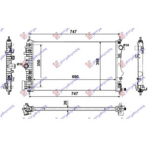 HLADNJAK MOTORA 2.0 TURBO +/ - A/C (68x40)AUTOM OPEL INSIGNIA (2008-2013) (OEM: 1300294)