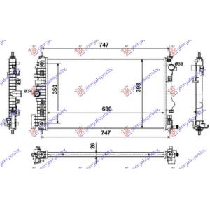 HLADNJAK MOTORA 2.0 TURBO (AUTO) (+/-AC) (68x40) (KOYO) OPEL INSIGNIA 2008-2013 (G09) (OEM: 1300294)