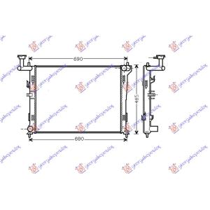 HLADNJAK MOTORA 1.4 - 1.6 - 2.0 BENZIN MANUALNI (60x44) HYUNDAI i30 (2007-2012) (OEM: 25310-1H000, 25310-2H000, 253101H000)