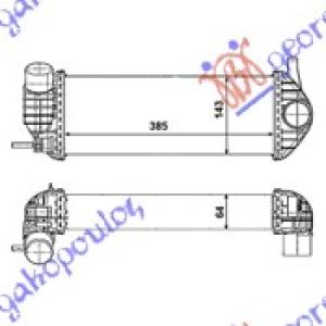 HLADNJAK INTE.1.5DCi - 108 - 109 - 111CDi (385x144 RENAULT KANGOO (2008-2013) (OEM: 8200382109)