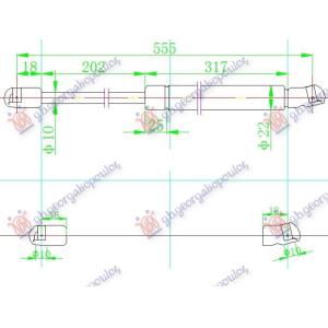 AMORTIZER GEPEK VRATA (555L-585N) MAZDA TRIBUTE (2002-2008) (OEM: 4551620, 4770700, 5T2478406A11BA)