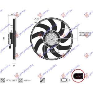 VENTILATOR 3.0 TFSI BENZIN (382mm) 2 PIN AUDI A6 (2008-2010) (OEM: 4F0959455N, 4F0959455P)