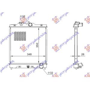 HLADNJAK MOTORA 1.6 VTEC 150 PS (35x35x27) (KOYO) HONDA CIVIC SEDAN 1992-1996 (EG/EH) (OEM: 19010P2TG01, 19010P30G01, 19010P30G02)