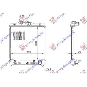 HLADNJAK MOTORA ZA SVE MODELSE BENZIN (AUTO) (350x350x26) (KOYO) HONDA CIVIC SEDAN 1992-1996 (EG/EH) (OEM: 19010-P28-G51, 19010-P28-G52, 19010P28G51)