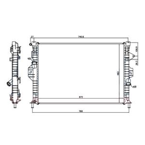 HLADNJAK MOTORA 2.5 TURBO BENZIN (670x460) VALEO FORD KUGA (2008-2013) (OEM: 1635004, 1790336, 8V418005DA)