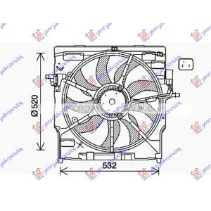 VENTILATOR DIZEL (520mm) (3 pin) (850W) BMW X5 (E70) (2007-2010) (OEM: 17427616104, 17427647753, 17427795757)