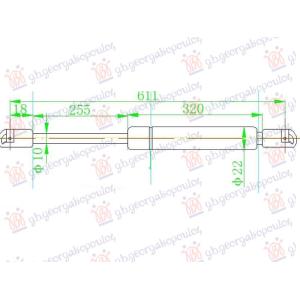 AMORTIZER HAUBE (609L-360N) MERCEDES ACTROS (1996-2002) (OEM: 0019808464, 19808464, A0019808464)