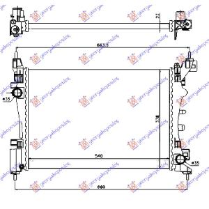 HLADNJAK MOTORA ZA SVE MODELE BENZIN (MAN/AUTO) (+/-AC) (54x37.5) FIAT FIORINO/QUBO (2008-2016) (OEM: 51864284, 55700447)