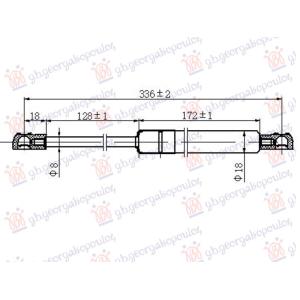 AMORTIZER GEPEK VRATA (336L-365N) TOYOTA IQ (2009-2016) (OEM: 689500W561)