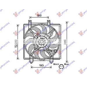 VENTILATOR KOMPLET 2.5 TURBO (342mm) 2PIN SUBARU IMPREZA (2008-2014) (OEM: 73310FG001, 73310FJ002, 73310FJ003)