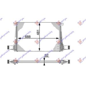 HLADNJAK INTERKULERA 3.0DIZEL (690x480x32) AUDI Q7 (2015-2019) (OEM: 4M0145805C, 4M0145805G, 4M0145805Q)