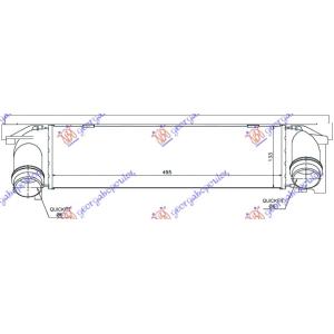 HLADNJAK INTERCOOLERA 1.4-1.6-1.8-2.0 (495x133x80) BMW SERIES 1 (F21/20) 3/5D (2011-2015) (OEM: 17517600530)