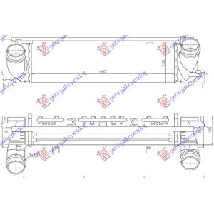 HLADNJAK INTERCOOLERA 2.5-2.8-3.0 DIZEL (495x133X9) BMW SERIES 1 (F21/20) 3/5D (2011-2015) (OEM: 17517600532)