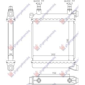 HLADNJAK MOTORA DODATNI 1.5/2.0 BENZIN (202x195) (NRF) BMW SERIES 1 2019-2024 (F40) (OEM: 7634565, 17117634565)