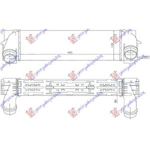 HLADNJAK INTERCOOLERA 1.6-2.0 BENZIN 2.0 DIZEL (495x145) BMW X3 (F25) (2011-2014) (OEM: 17517823570)