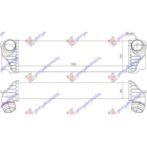 HLADNJAK INTERCOOLERA 2.0-2.5-3.0 DIZEL (550x155x8 BMW SERIES 7 (F01/02) (2008-2012) (OEM: 7577115, 17117805629, 17517577115)