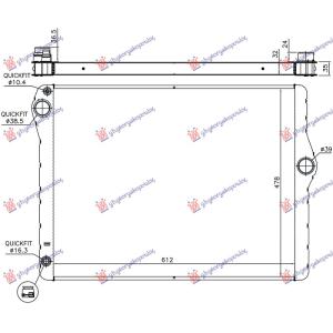 HLADNJAK MOTORA 3.0 BENZIN (MAN/AUTO) (612x487)  (NISSENS) BMW SERIES 7 2008-2012 (F01/F02) (OEM: 17118617905, 17118662853, 17118663676)