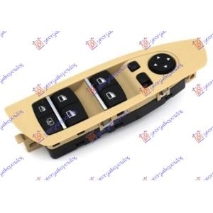PREKIDAC U PREDNJIM VRATIMA (4 TASTERA) (KREM OKVIR) (ELEKTRO-SKLOPIV RETROVIZOR) (6 PIN) Leva str. BMW SERIES 7 (F01/02) (2008-2012) (OEM: 61319163574, 61319241915, 61319241916)