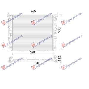 HLADNJAK MOTORA 2.0/4.4 HIB-BEN 628x530 BMW SERIES 7 (G11/G12) (2015-2019) (OEM: 17118642875, 17118743665)