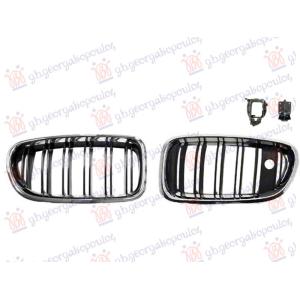 PVC MASKA HROM/CRNA (DOUBLE LINE) (KAMERA) (M5) (SET 2KOM) BMW SERIES 5 (F10/F11) (2010-2013) (OEM: 51138057224, 51138057229)