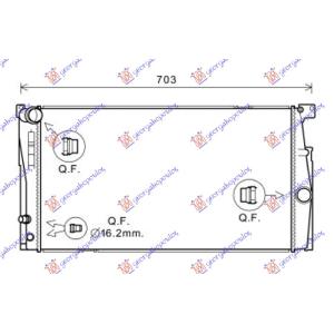 HLADNJAK MOTORA 1.6/2.0 BENZIN (MAN) N20B16A/N20B20A/B (60x34.5x3.2) (NISSENS) BMW SERIES 5 2013-2016 (F10/F11) (OEM: 17117626558, 17117626560, 17118672012)