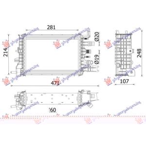 HLADNJAK MOTORA DODATNI 1.5 DIZEL (281x214x60) DACIA LODGY (2012-) (OEM: 214106421R)