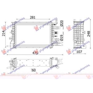 HLADNJAK MOTORA DODATNI 1.5 DIZEL (281x214x60) (NRF) DACIA DOKKER 2012- (KE) (OEM: 214106421R)