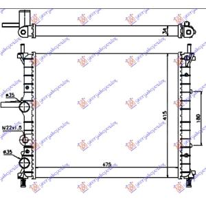 HLADNJAK MOTORA 1.6i (+/-AC) (47.5x41) (VALEO) FIAT MULTIPLA 2004-2010 (186) (OEM: 46525657)