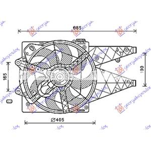 VENTILATOR KOMPLET 1.6-2.0 JTD (+AC) FIAT DOBLO (2009-2015) (OEM: 51833973)