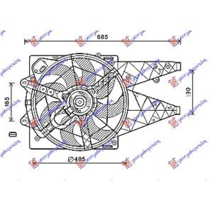 VENTILATOR KOMPLET 1.3-1.6-2.0 JTD (-AC) FIAT DOBLO (2009-2015) (OEM: 51821155)