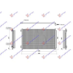 HLADNJAK KLIME BENZIN/HIBRID (500x338x12) FIAT PANDA NEW (2012-) (OEM: 52139794, 52182113, 52209266)