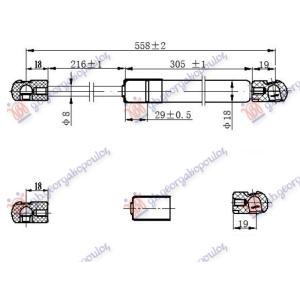 AMORTIZER GEPEK VRATA (558L-470N) FIAT 500 L (2012-2017) (OEM: 51895435)