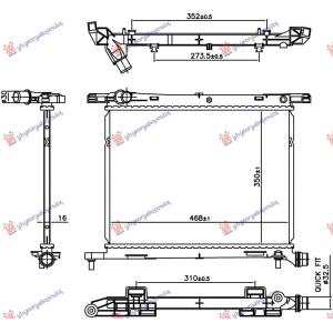 HLADNJAK MOTORA (1.0 HIBRID/BENZIN) (350x468x16) (BRZA SPOJNICA) FIAT 500 (2015-) (OEM: 52139791, 52149791, 52209267)