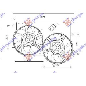 VENTILATOR KOMPLET (DUPLI) 1.3 JTD 03- FIAT ALBEA (2005-) (OEM: 51718772)