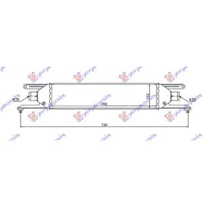 HLADNJAK INTERCOOLERA 1.3 MJTD (450x100x50) FIAT LINEA (2013-2015) (OEM: 51785221, 51831832, 59116449)