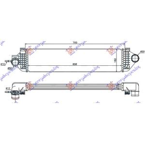 HLADNJAK INTERCOOLERA 1.6 16V TURBO (655x156) FORD TRANSIT/TOURNEO CONNECT (2013-2019) (OEM: 1721228, 1750001)