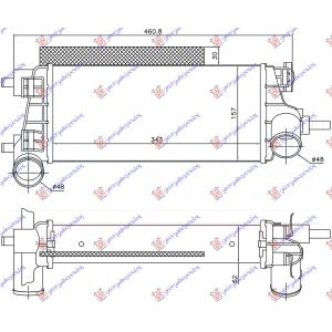 HLADNJAK INTERCOOLERA 1.0 EcoBoost (343x157x62) FORD TRANSIT/TOURNEO CONNECT (2013-2019) (OEM: 1764929, 2026747, CV619L440VC)