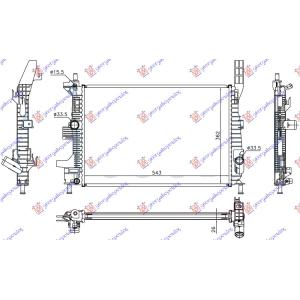 HLADNJAK MOTORA 1.0 EcoBoost BENZIN (543x362) FORD TRANSIT/TOURNEO CONNECT (2013-2019) (OEM: 1766348, CV618005VA)